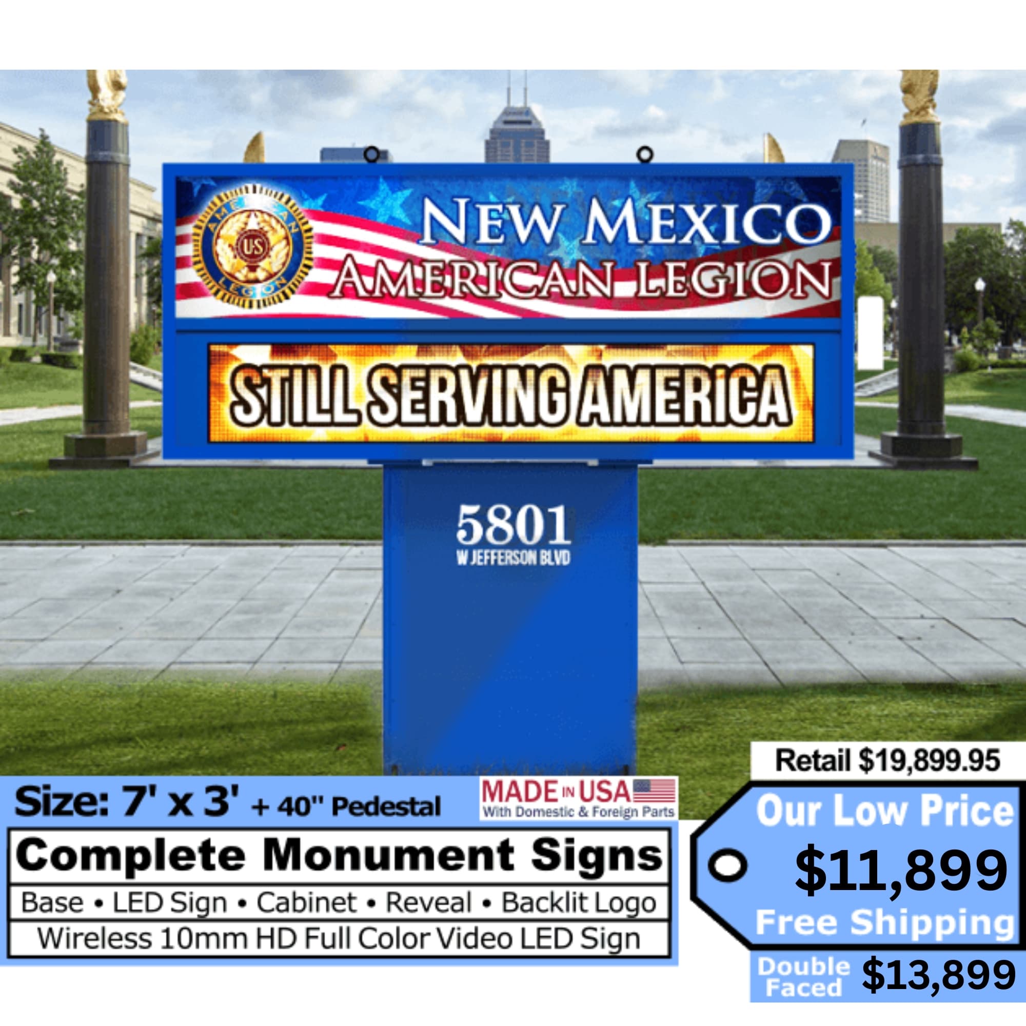 7'x3'' Monument Sign+40" Pedestal
